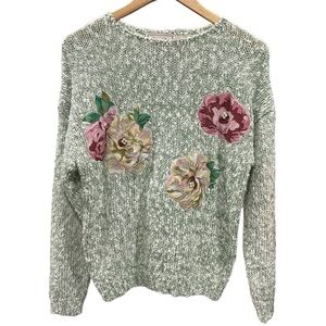 Vintage Penbrooke Lane Floral Beaded Pearl Accent Sweater Size: S